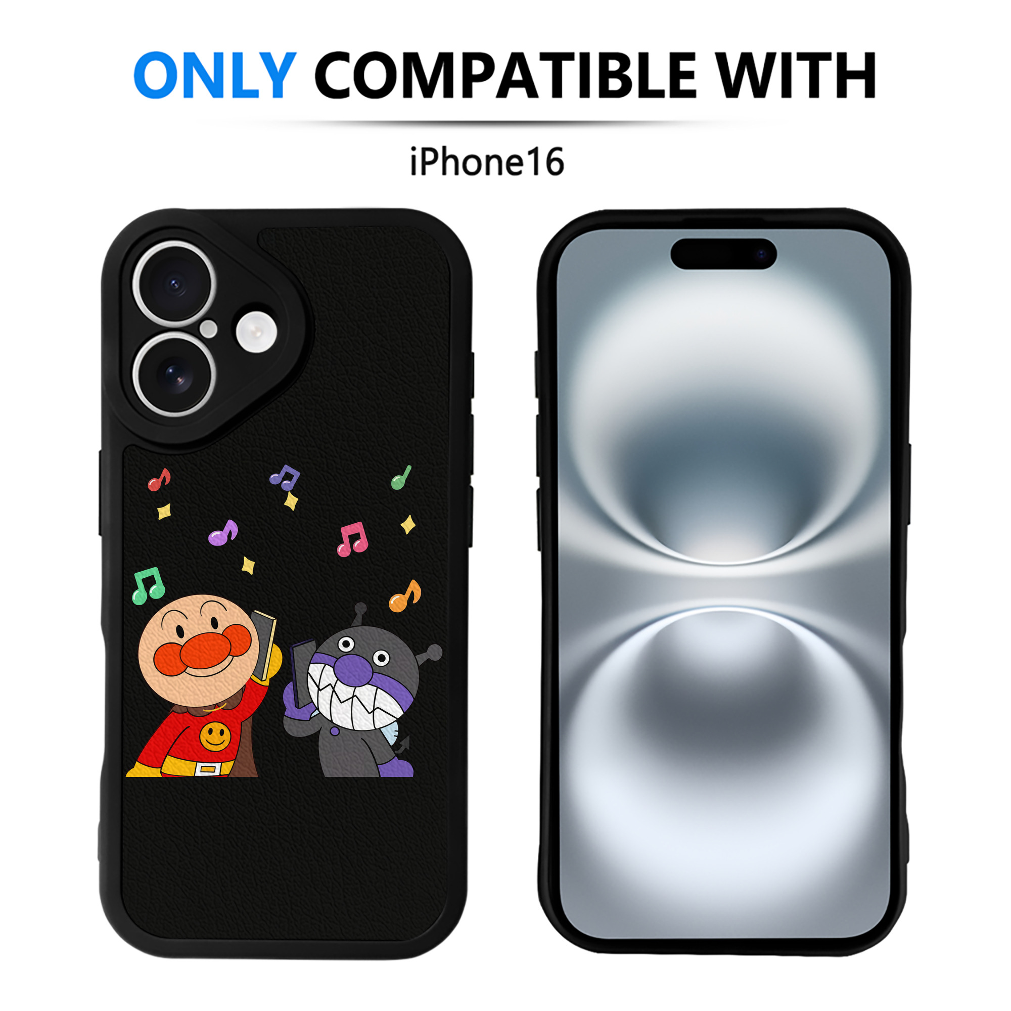 （画像用） アンパンマン Anpanman 【iPhone 16シリーズ対応】シリコンスマホケース（レザー調） 材質：シリコン